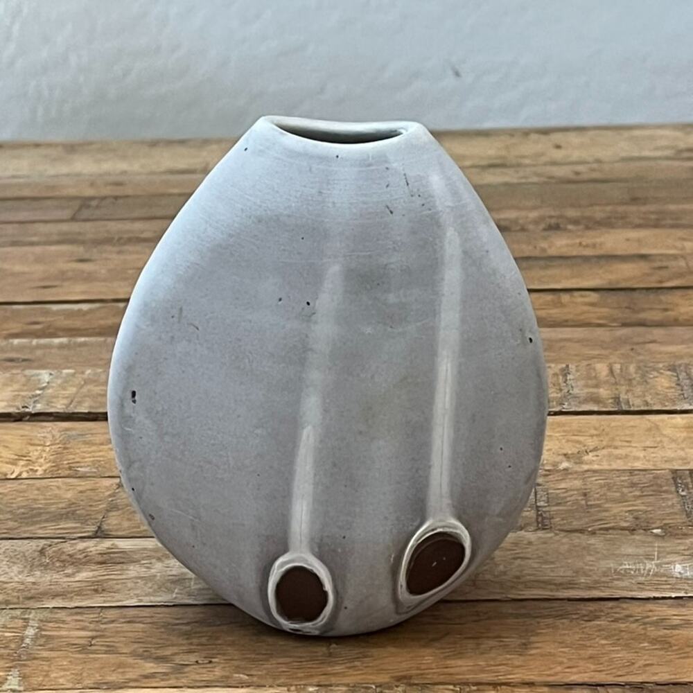 Logan Wannamaker Pottery Wood-Fire Ceramic Bud Vase 5.5" Abstract Design Modern